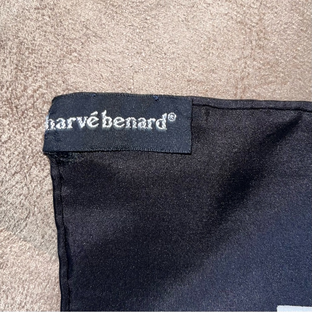 Vintage Harve Benard Square 34x34" Black Silk Parsley Floral Scarf *small stain* - Picture 3 of 11